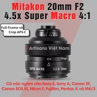 Mitakon Zhongyi 20mm F2.0 4.5x Super Macro 4:1 Lens - For FX/E/A/EF/EOS M/F/K/M43 Mounts