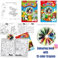 Alphabet & Number Coloring Book Set with 12 Crayons Educational Drawing Book Kids Activity Book kids