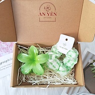 Set Quà Tặng 2 Món Kẹp Tóc Hoa Sứ và Cột Tóc Scrunchies Nàng Thơ No.4 Tặng Sinh Nhật Người Yêu 20/10