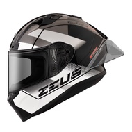 [ZEUS Official Merchandise ZS-826 BK17 Black White Full Face Helmet Big Duck Tail Deflector Double D