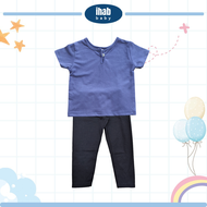 [IHAB Baby] Cotton Kurta Short Sleeve Baby Boy Shirts + Long Pants Set | Baju Seluar Bayi