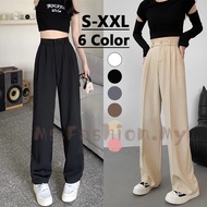 🌸Ready Stock🌸Women Korean Style Casual Straight Suit Pants High Waist Loose Pants Slimming Wide-leg 