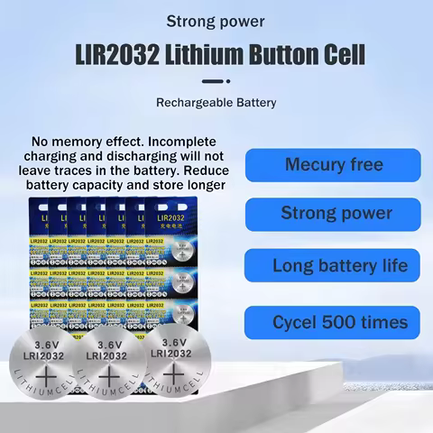 Rechargeable LIR2032 3.6V 40mAh Lithium Ion Coin Cell Battery for Watches, Calculators, Toys - Repla