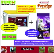 ์NutriBird A19 3 Kg และ Australian Parrot Mix 1 Kg.  อาหารนกลูกป้อน A19 ขนาด 3 กิโลกรัม และ อาหารธัญ