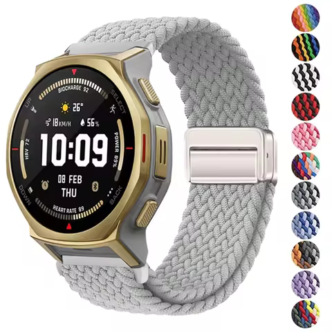 20 22mm Magnetic Braided Strap For Amazfit T-Rex 3 Pro 48 44mm/Active 2/Balance 2 Band GTS 4 3 2/GTR