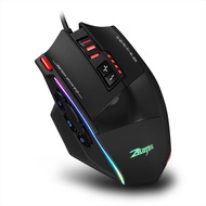 Zelotes C-13สายเมาส์สำหรับเล่นเกมส์13คีย์10000dpi RGB เข็มขัดเมาส์แสง128KB ออนบอร์ดหน่วยความจำในตัวก