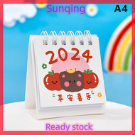 SQ Stationery [Flash Sale] 2024 Mini Calendar Cute Desk Daily Scheduler Calendar Planner Standing Calendar Desktop Ornament Guest Gifts Office Supplies