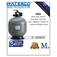 ML :WATERCO SAND FILTER MODEL S600 [READY STOCK] WITH 40MM MULTIPORT VALVE & BARREL UNION