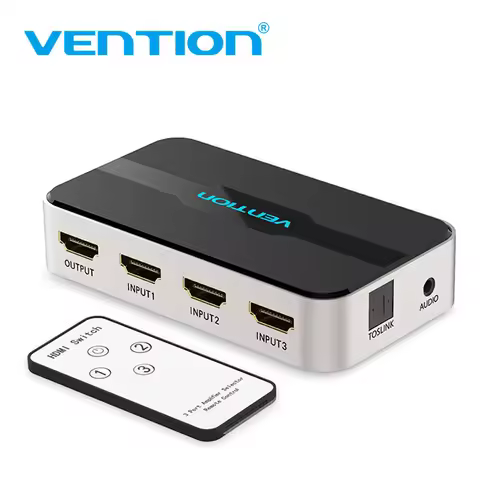 Vention HDMI Splitter 3 Input 1 Output 4K 3 Port HDMI Switcher Swtich HDMI with Toslink Audio 3D 216