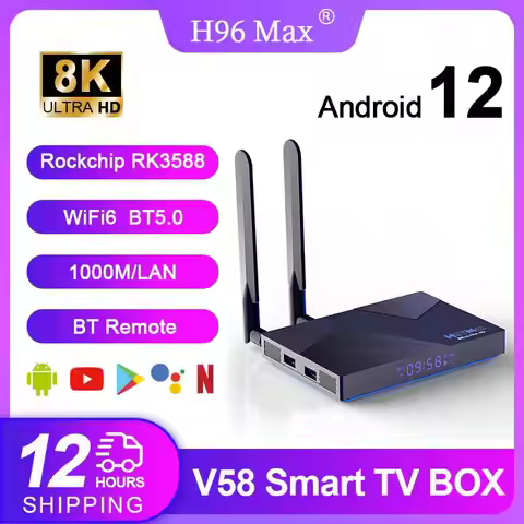 H96 MAX V58 TV Box Rockchip RK3588 Android 12 Octa Core 6TOPS NPU 8GB DDR4 RAM 64GB ROM 1000M Ethern