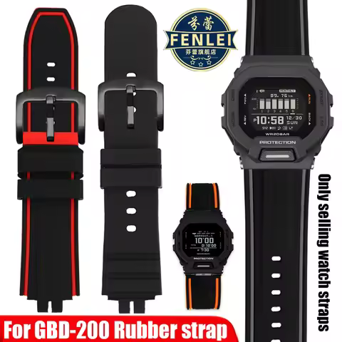 For Casio G-SHOCK Small Square GBD-200SM/GBD-200 Cat Man Rubber Silicone Watch Strap Men‘s Watchband