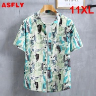 ASFLY 10XL Plus Size Hawaiian Beach Shirt Men Summer Short Sleeve Shirts Fashion Casual Shirt Male B