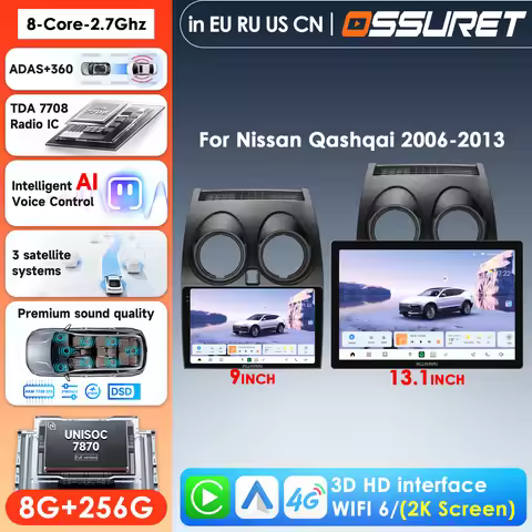 OSSURET 13.1 inch Car Radio for Nissan Qashqai 1 J10 2006 - 2013 Carplay Android Auto Multimedia Pla