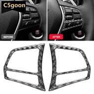 C5GOON 2Pcs Car Carbon Fiber Steering Wheel Button Sticker For BMW 1 2 3 4 Series 3GT F20 F21 F30 F3