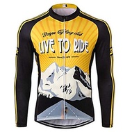 21Grams Men s Long Sleeve Cycling Jersey Black / Yellow Retro Bike Jersey Top Mountain Bike MTB Road