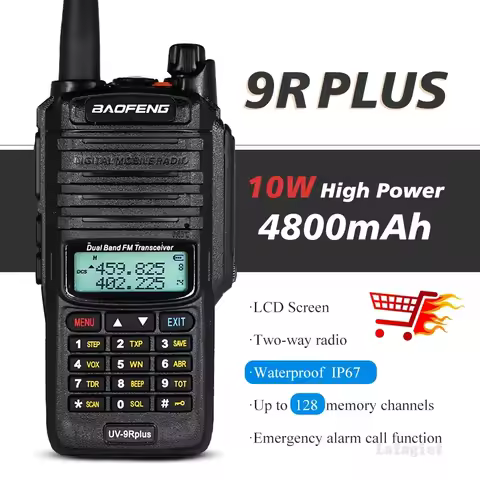 Waterproof Walkie Talkie IP68 Baofeng UV-9R Plus 10km High Power 10W Dual Band Two Way Radio UHF VHF