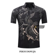 KEMEJA Gudang Batik Sogan Motif Sogan DANUJA Short Premium Batik Shirt For Men Slimfit Full Lapis Sogan