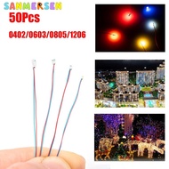 50pcs 0805 1206 SMD Lamp Wired Micro Led Pre-Soldered Micro Litz Wired Chip 30cm 3V Railway Model Scenes Light DIY Leads Wires
