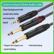 【1.0M/1.5M/3.0M/5.0M】3.5mm 1/8" TRS to 2 x 6.35mm 1/4" TS Mono Y Cable Splitter Cable Compatible wit