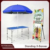 Portable Folding Table Package Booth Bazaar Complete Promotional Stand X Banner Umbrella Outdoor Ind