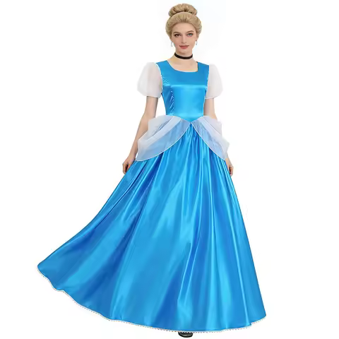 Cinderella Cosplay Costume, Cinderella Blue Princess Dress, Fairytale Character Performance Costume
