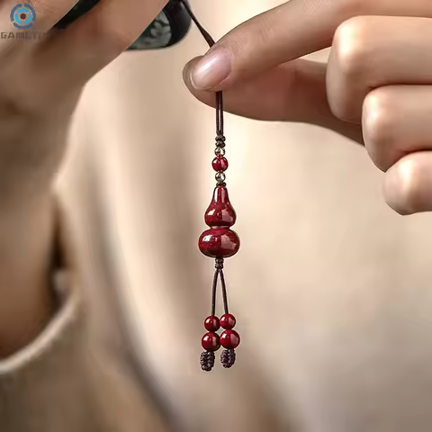 Handmade Chinese Cinnabar Fox Money Bag Gourd Key Chain For Bags Mobile Phones Fashion Unisex Pendan