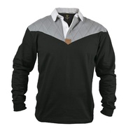 Heritage Charcoal and Black Rugby Jersey Long Sleeve Rugby Shirts for Men | Mens Ireland Polo Jersey