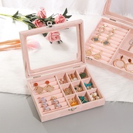 Transparent Transparent Flip Flannel Jewelry Box Jewelry Earrings Storage Box Earring Box Earring Ri