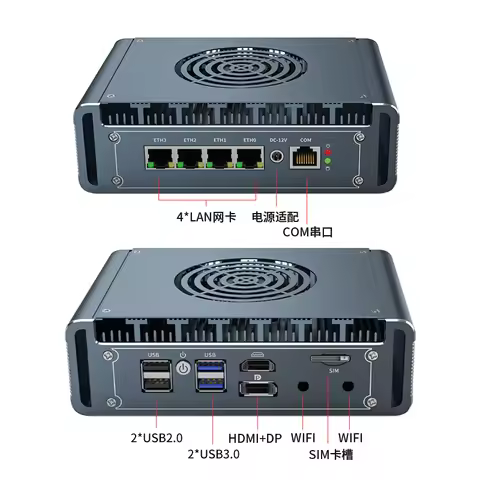 2.5G Fan Mini PC Router N100 12th Gen Intel 4*i226 LAN Celeron N6005 J5005 pfSense PVE Firewall mini