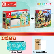 Nintendo Switch (V2) Neon / Grey / Animal Crossing Ed + Ring Fit Adventure Bundle (1 Year Warranty) 