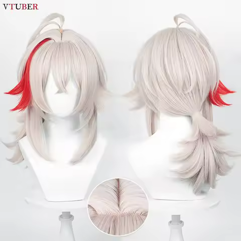 Kazuha Cosplay Wig High Quality Anime Kazuha Pink Mixed Red Scalp Kazuhan Wigs Heat Resistant Synthe