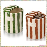 [L U T I] Retro Hand Painted Striped Espresso Cup- 2pcs 10 Oz Ceramic Coffee Mug with Sip Hole