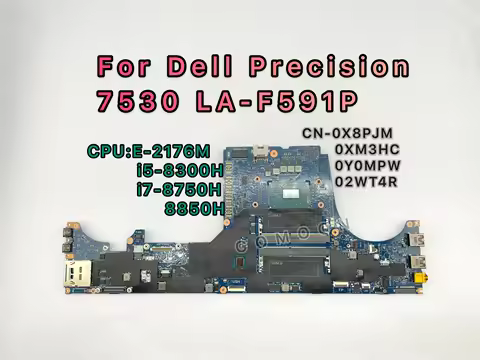 For Dell Precision 7530 Laptop Motherboard LA-F591P With E-2176M/i7-8750H/i7-8850H CPU Mainboard CN-