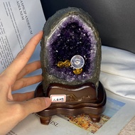 Mini Desktop Type Q Version Small Wooden Cave Correct ESPA+1.6kg Uruguay Amethyst Geode