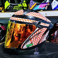 JPX NOVA X V2 ISA ALKAF BLACK RED HALF FACE DOUBLE VISOR ORIGINAL SNI DOT HELMET