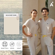 Arfi Scrub Jogger สี Bleached Sand เเบบขาจั๊ม (เฉพาะเสื้อเฉพาะกางเกง) ชุดสครับทางการเเพทย์ ป้องกันเเ