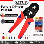 HSC8 6-4A 1200pcs Ferrule Crimper Plier Kit Wire Connector 0.25-10mm2 AWG23-7 Tubular Terminal Crimp