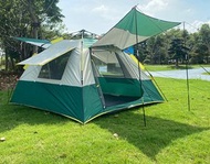全城熱賣 - 踏險者帳篷戶外露營防曬防雨全自動雙人野營速開四面帳篷（墨綠色2-3人空間）（兩廳兩方窗）