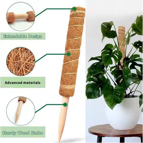 2pcs Plant Support Stake Moss Pole for Climbing Plants Coco Coir Stick Pothos Trellis Anti Falling