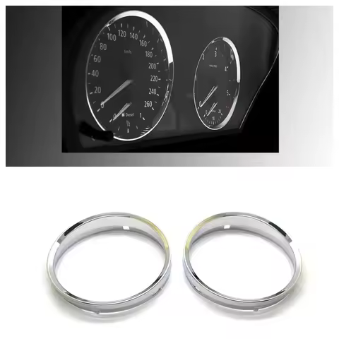 A Set of 2 Pieces Gloss Chrome Dashboard Dial Gauge Rings Bezel Trim For BMW E60 E61 Pre-LCI M5