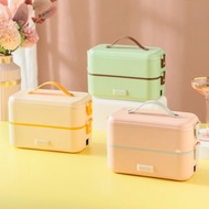 [💯SG READY STOCK] Double Layer Portable Electric Heating 304 Stainless Steel Lunch Box /Rice Cooker Food Steamer SG Plug