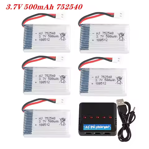 3.7V 500mAh 752540 Lipo Battery With Charger For Syma X5C X5SW M68 Cheerson CX-30 H5C RC Drone Spare