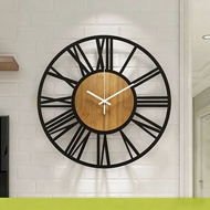 Nelson Sun Design, 40cm Iron Wood Clock, Decor, Wall Clock, Dinding Jam Besi Jam Dinding Hiasan