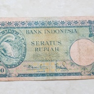 Uang Kertas Lama Indonesia 100 Rupiah 1957 Tupai Dua Huruf ...6.q