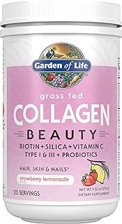 Garden of Life Grass Fed Collagen Beauty - Strawberry Lemonade, 20 Servings - Collagen Powder for Women Men Hair Skin Nails, Collagen Peptides Powder, Collagen Protein Hydrolyzed Collagen Supplements