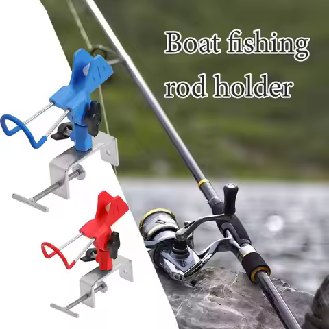 Boat Fishing Rod Holder Adjustable Non Slip Metal Base Clamp on Rod Rest Rack Edges Dock Rod Rest wi