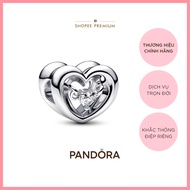 [GENUINE]Pandora Moments Charm Silver Heart with Center Stone Pandora Charm Beads Charm Beads