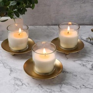 Pillar Candle Holders Set of 2, Iron Pillar Candle Stand, Vintage Pillar Candle Plate Tray, Metal Ca