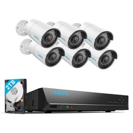 8CH 5MP Home Security Camera System, 6pcs Wired 5MP Outdoor PoE IP Cameras with Person Vehicle Detec