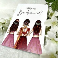 Indian Bridesmaid Card - Girls in Lehenga - Will you be my Bridesmaid